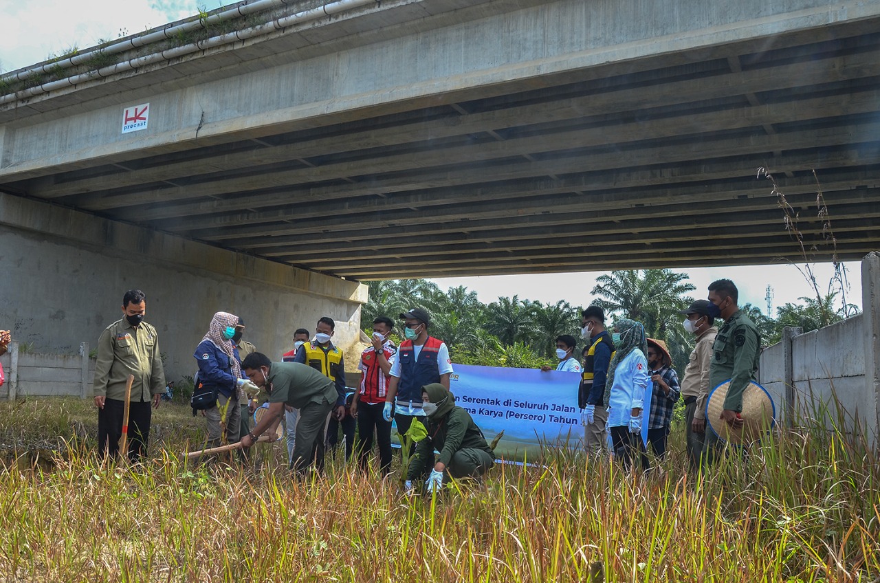 BKSDA Riau dan HK Tanam Pohon Pisang untuk Halau Gajah Masuki Tol Pekanbaru-Dumai